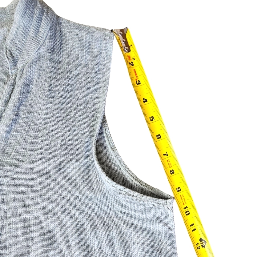 TEMPO PARIS Linen & Cotton Ruffled Faded Olive Sleeveless Midi Dress Size M - Picture 8 of 12